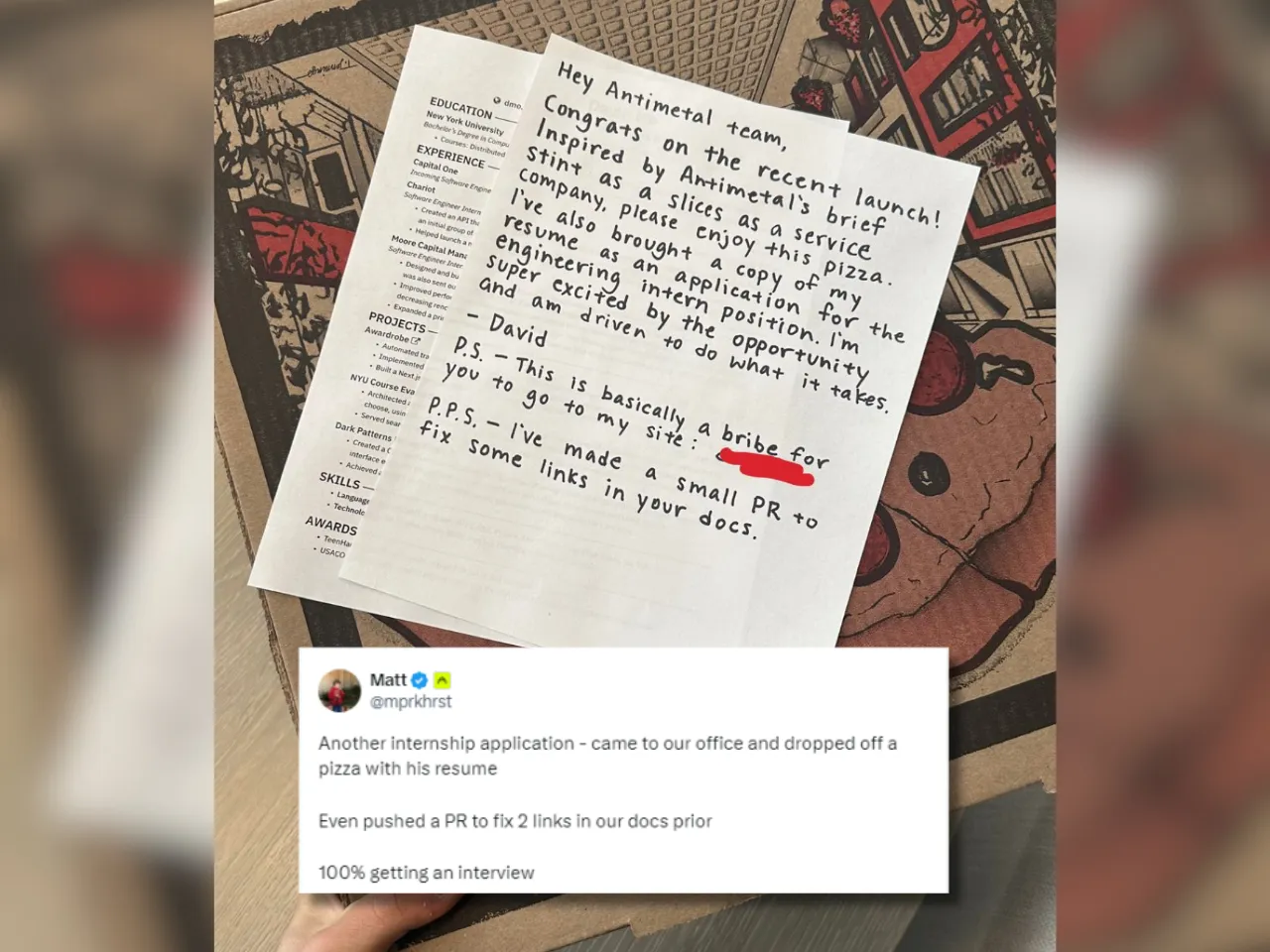 'This is basically a bribe': Man looking for internship delivers Pizza along with CV, CEO reacts...