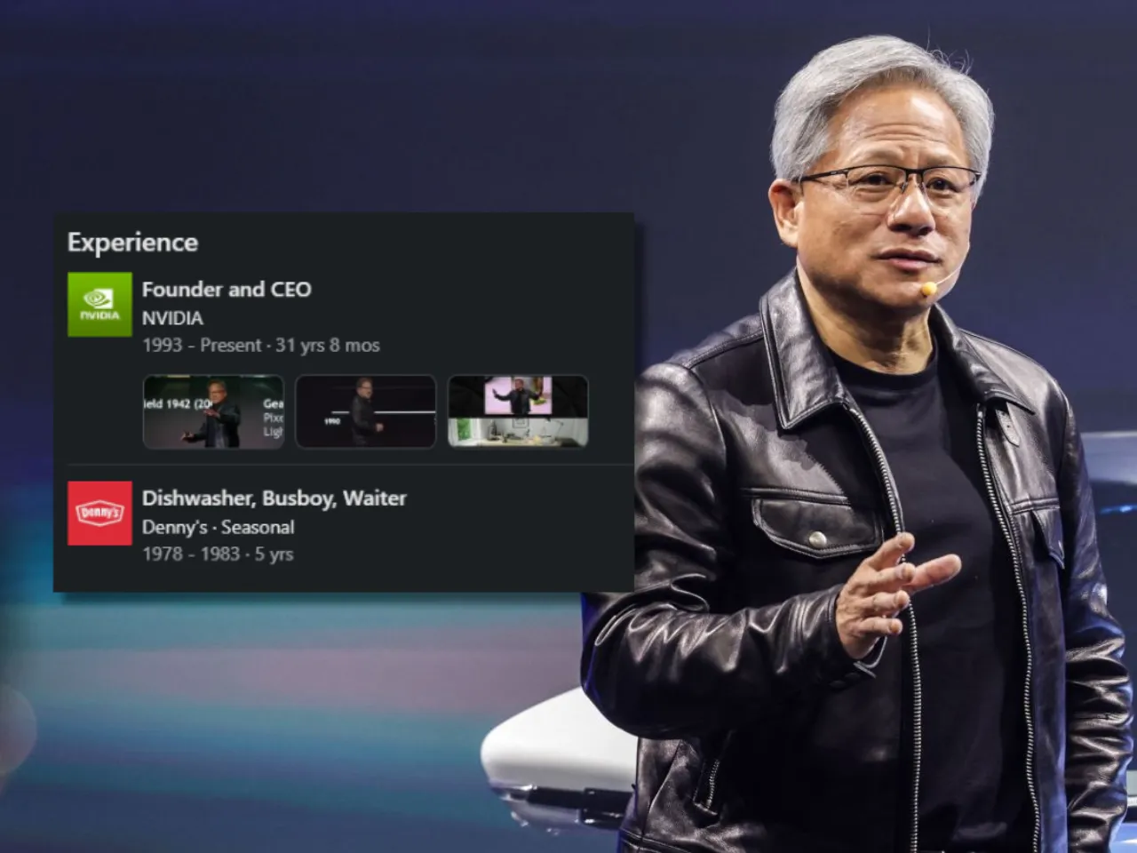 Nvidia CEO Jensen Huang part work experience on LinkedIn