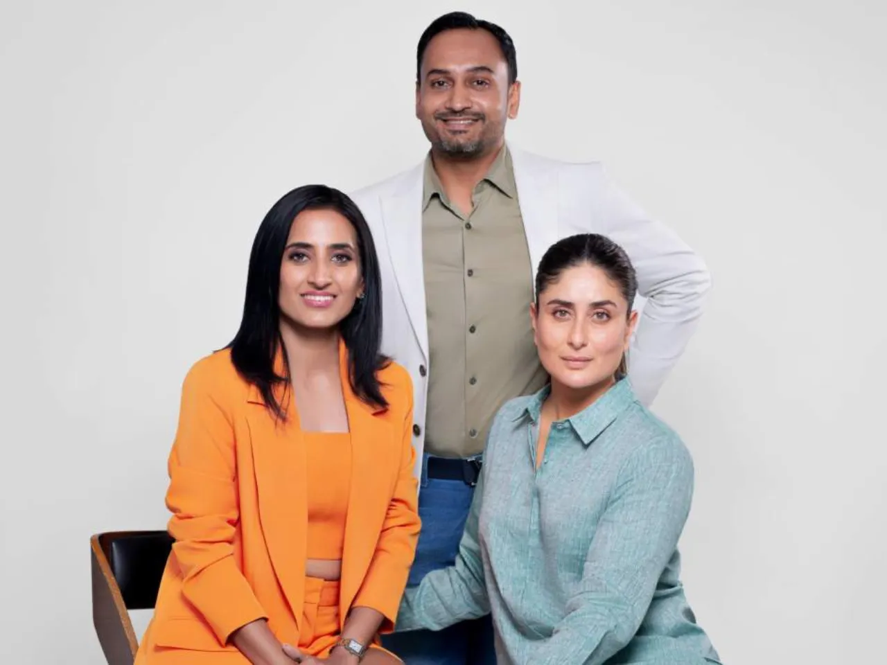 Vineeta Singh, Co-founder & CEO SUGAR Cosmetics ; Kaushik Mukherjee, Co-Founder & COO, SUGAR Cosmetics ; Kareena Kapoor Khan, Co-Owner and Investor, Quench Botanics (1)