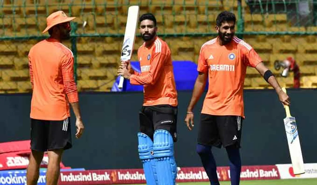 ഇന്ത്യൻ ടീമിന്റെ പരിശീലന സെഷൻ; ബുംറയുടെ പന്ത് തടയുന്നതിനിടെ ഇഷാൻ കിഷന് പരിക്ക് 