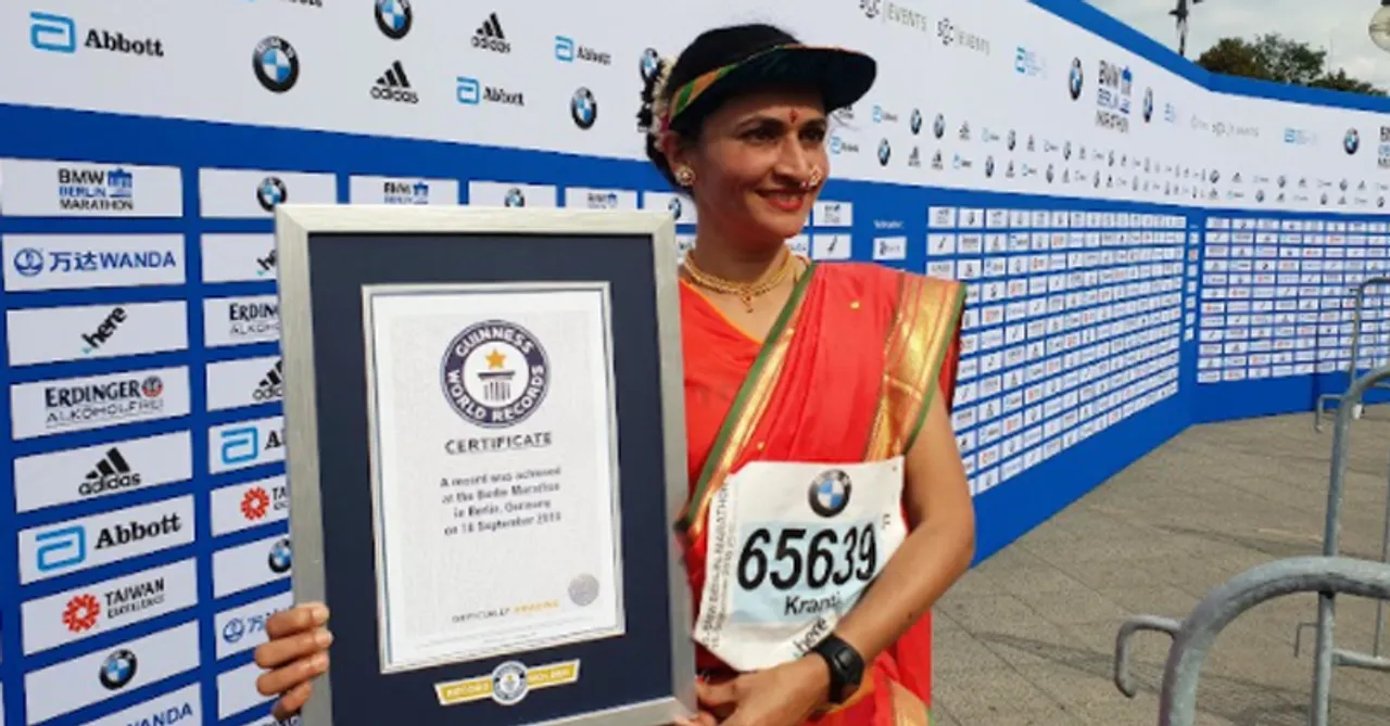 This is how Kranti Salvi ran in Maharashtra's Nauvari saree to get a world record for the 'fastest marathon run in a saree'!