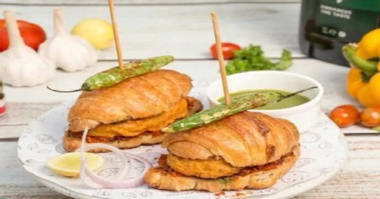 How about a big, and flaky bite of Croissant Vada Pav?