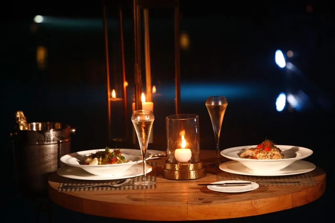 Romantic candle light dinner date