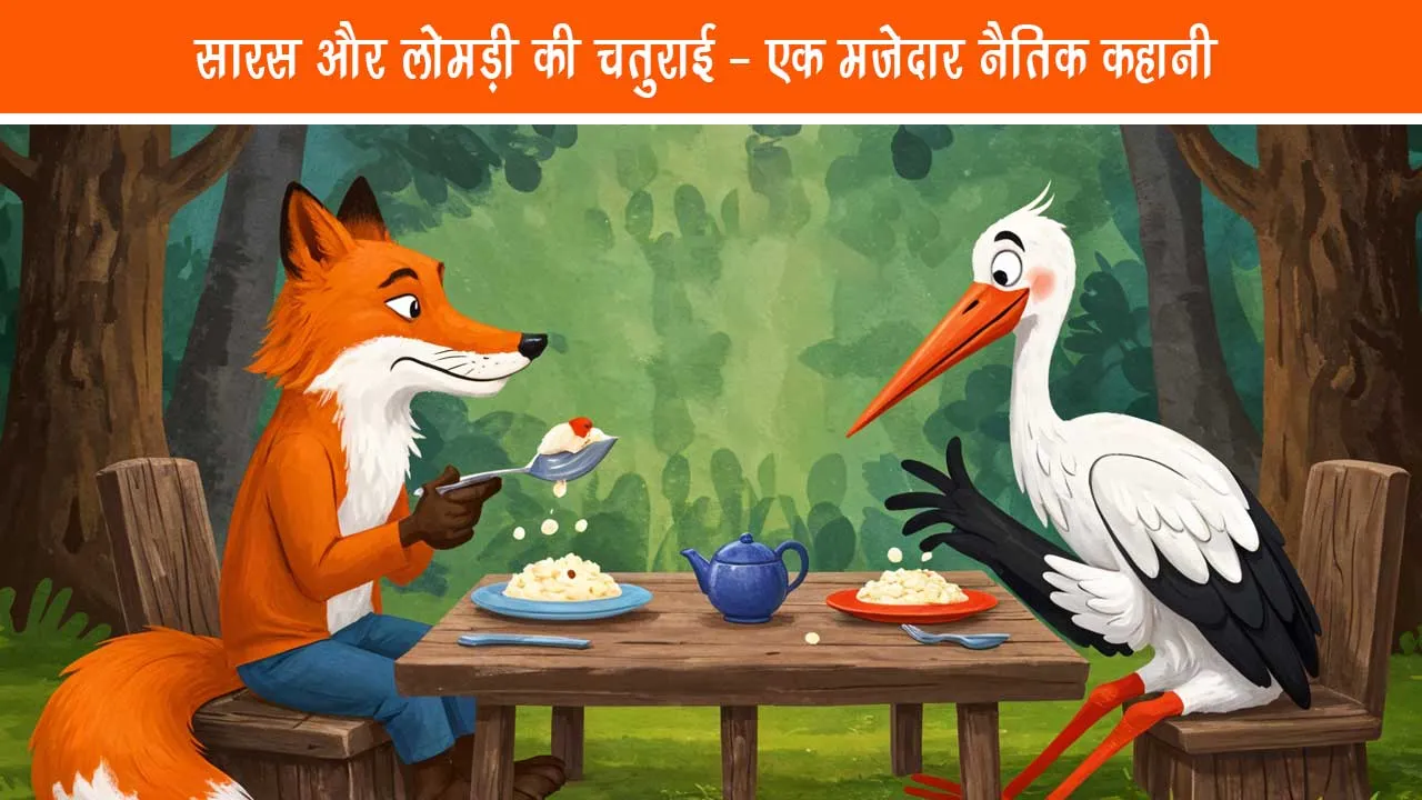 Cleverness of stork and fox - Story of stork and fox