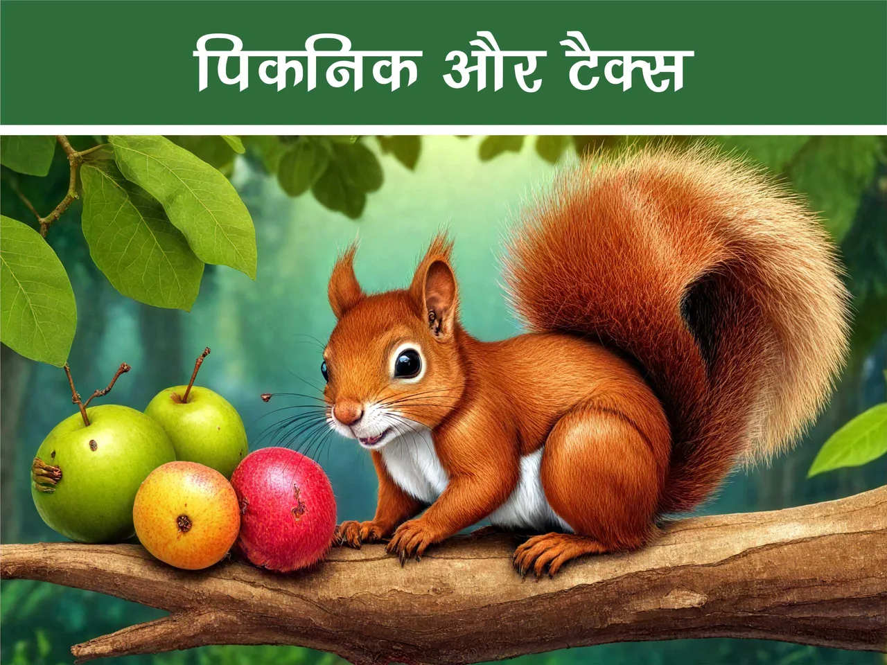 cartoon image of a squirrel in jungle