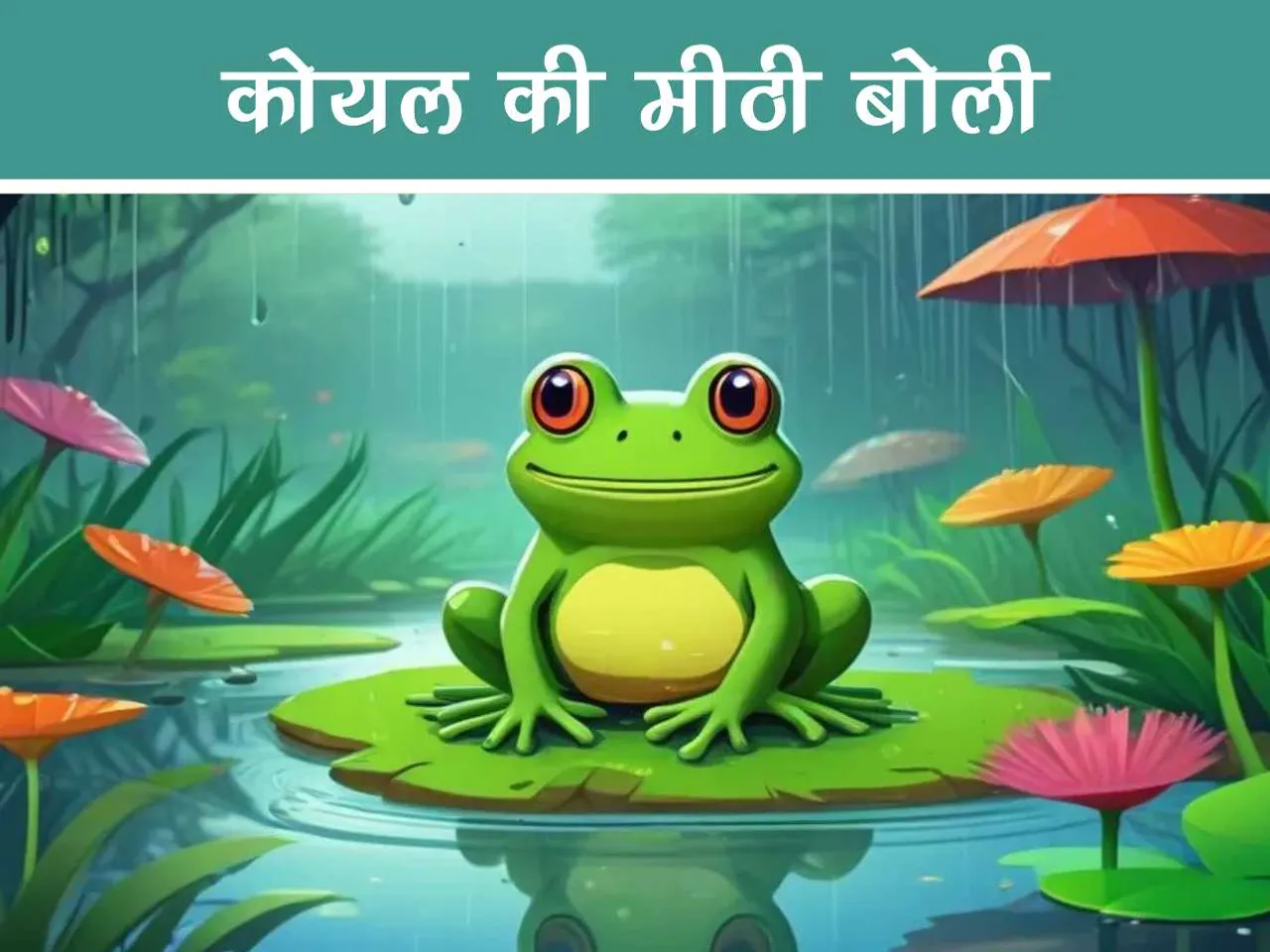 cartoon image of a frog in a pond