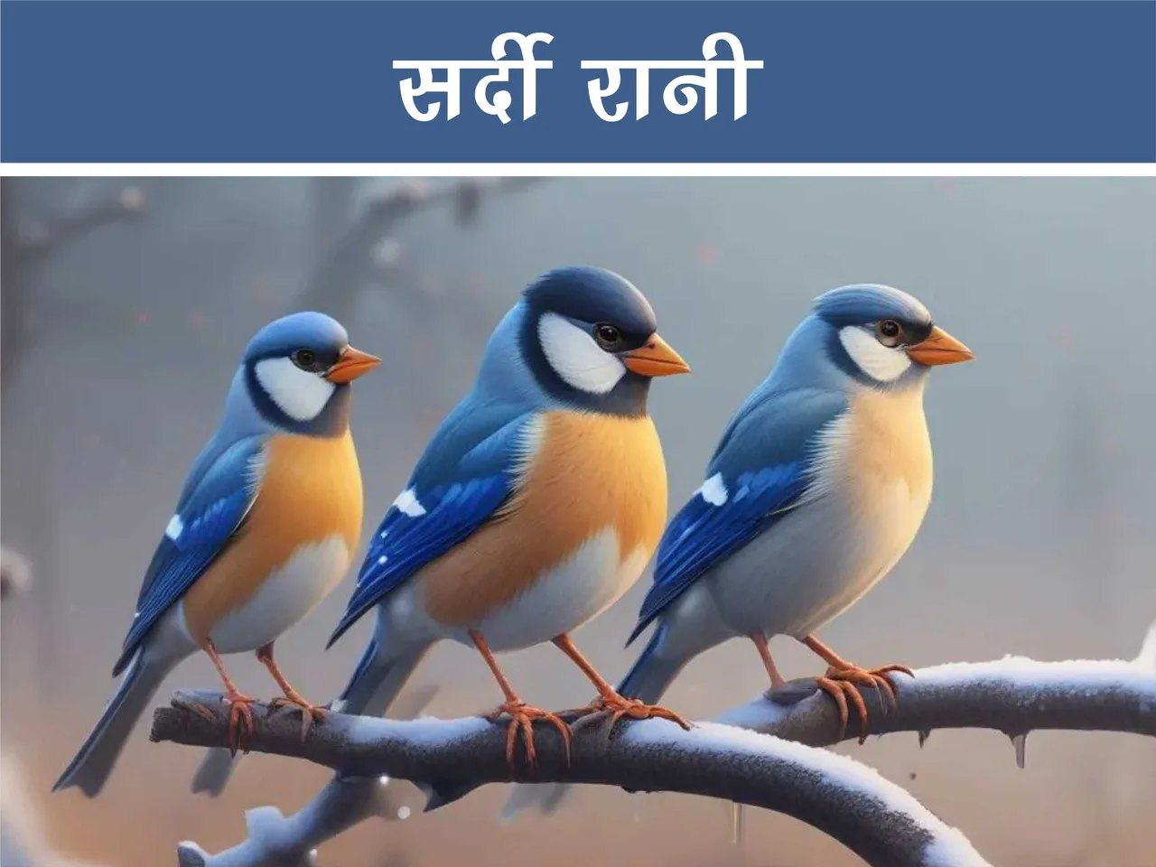 Birds in winter cartoon image