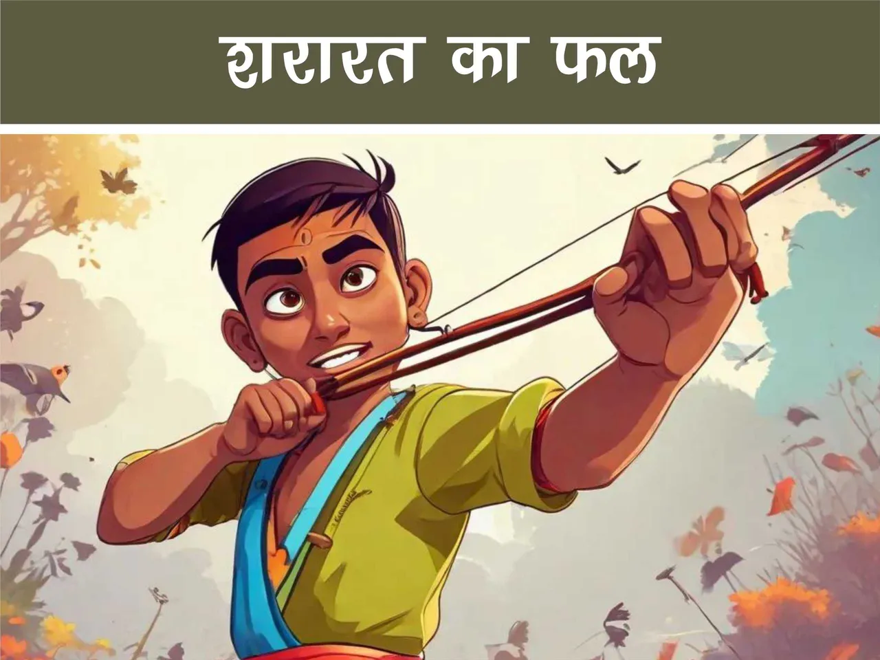 cartoon image of a boy using slingshot