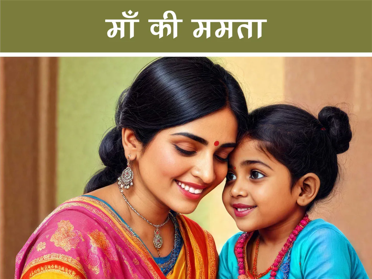 cartoon image of girl kid with her mother