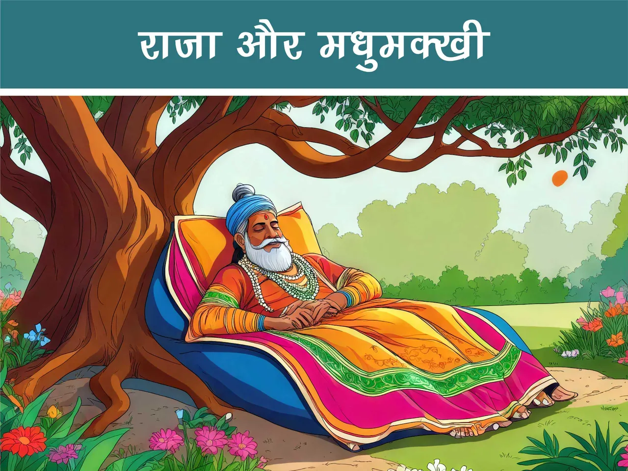 cartoon image of a king sleeping under a tree