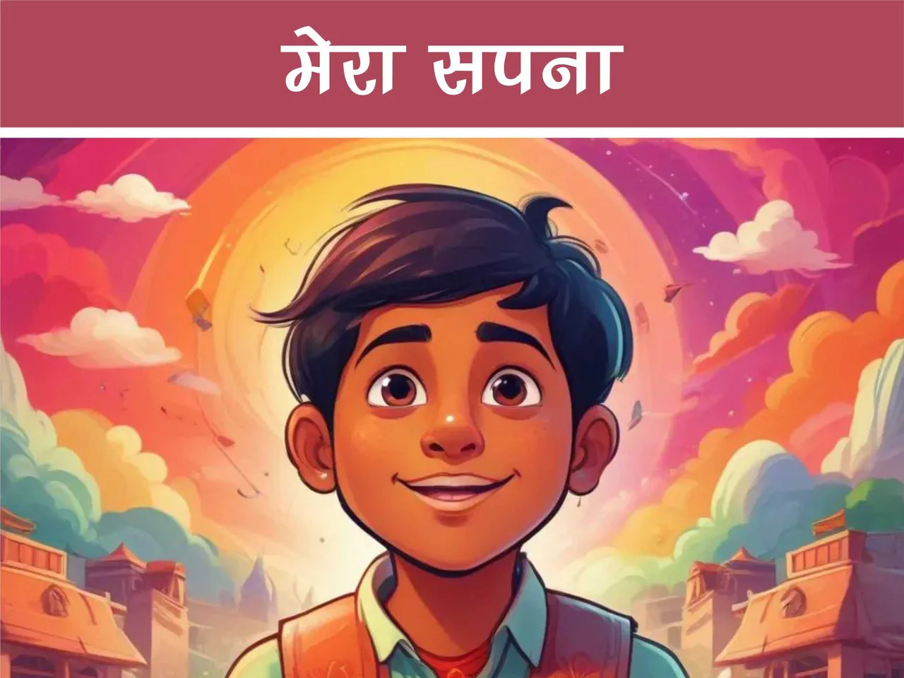 cartoon image of a Indian boy dreaming