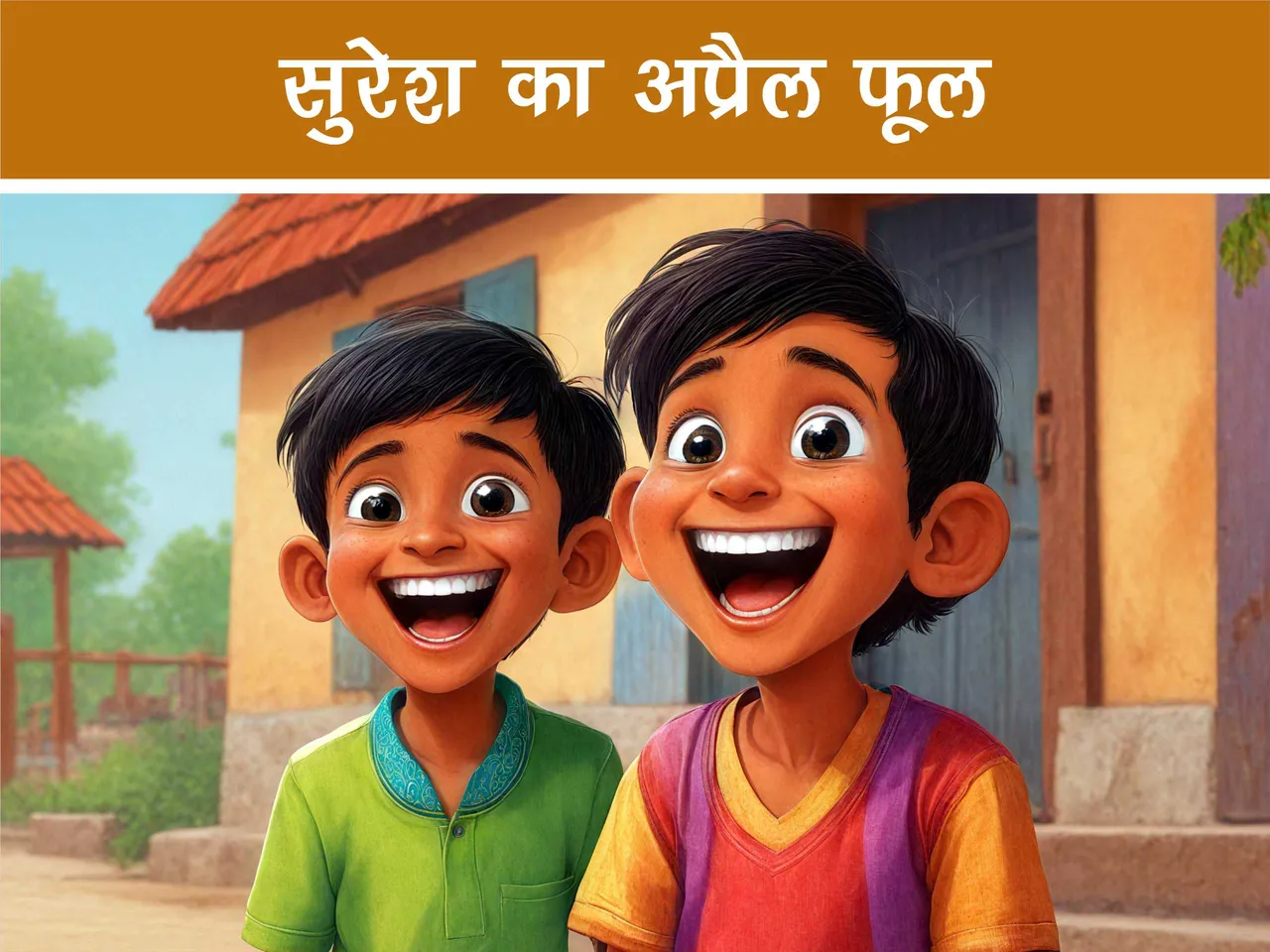 Cartoon image of two kids laughing