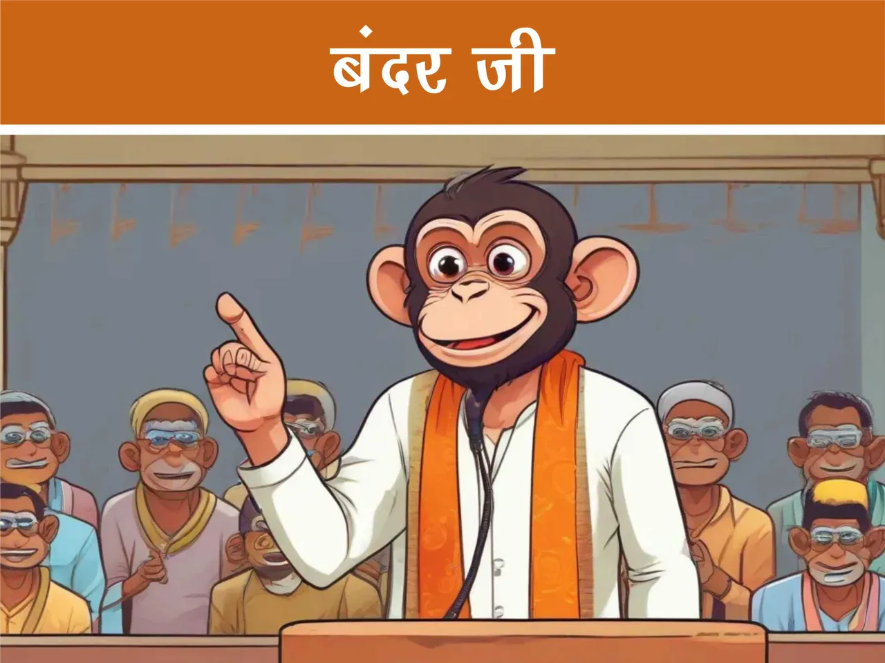 Monkey giving speech cartoon image