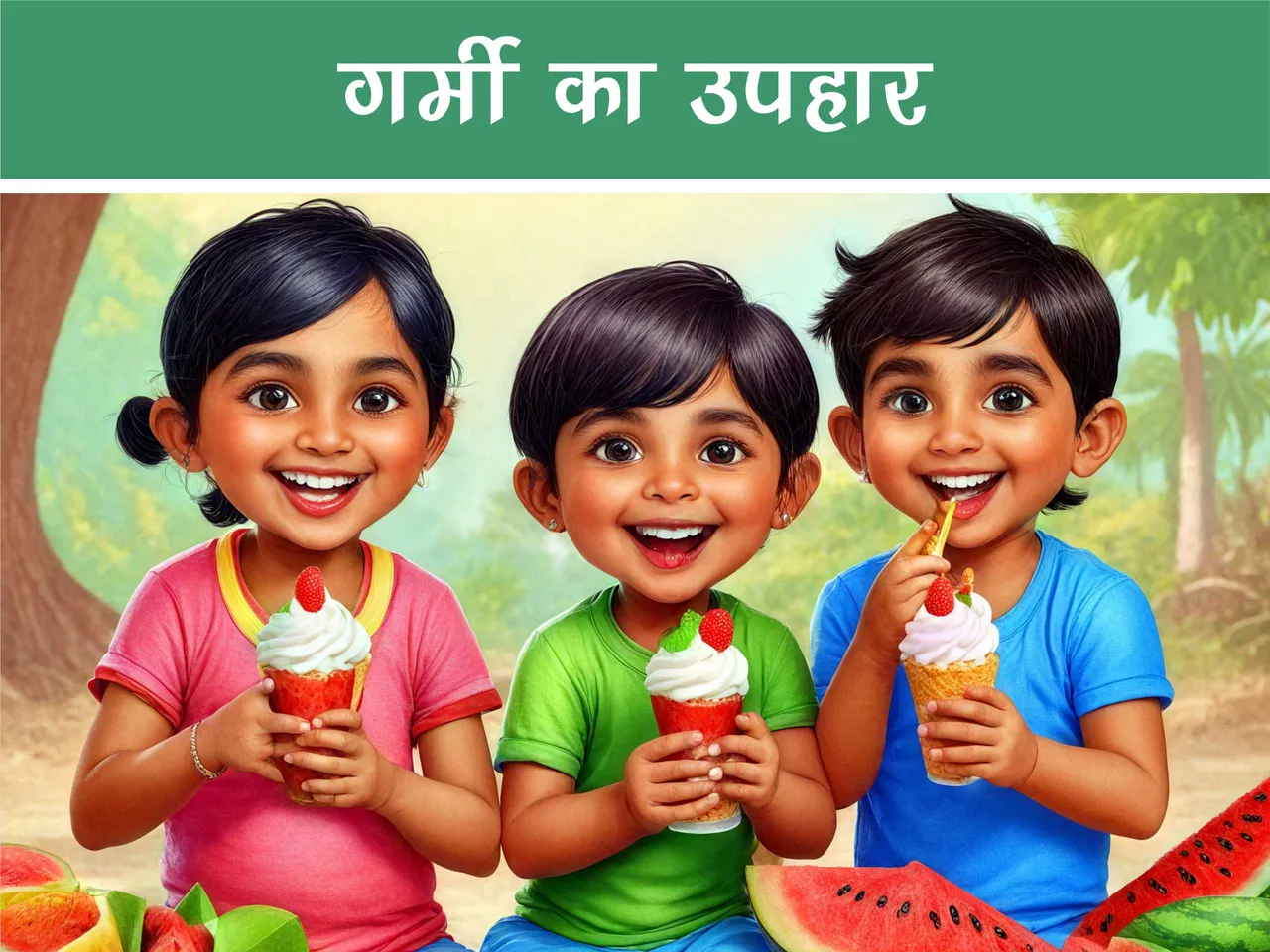 cartoon image of kids eating icecream