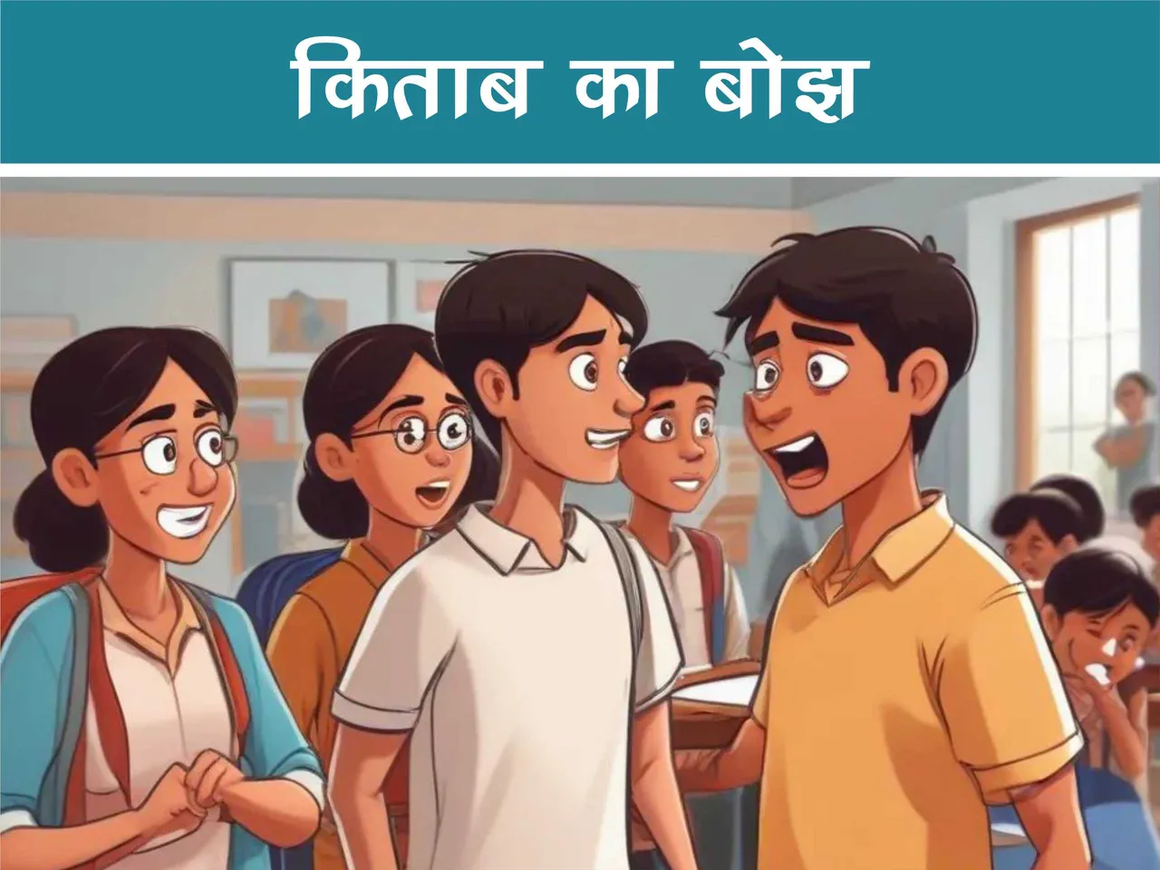 Students in class cartoon image