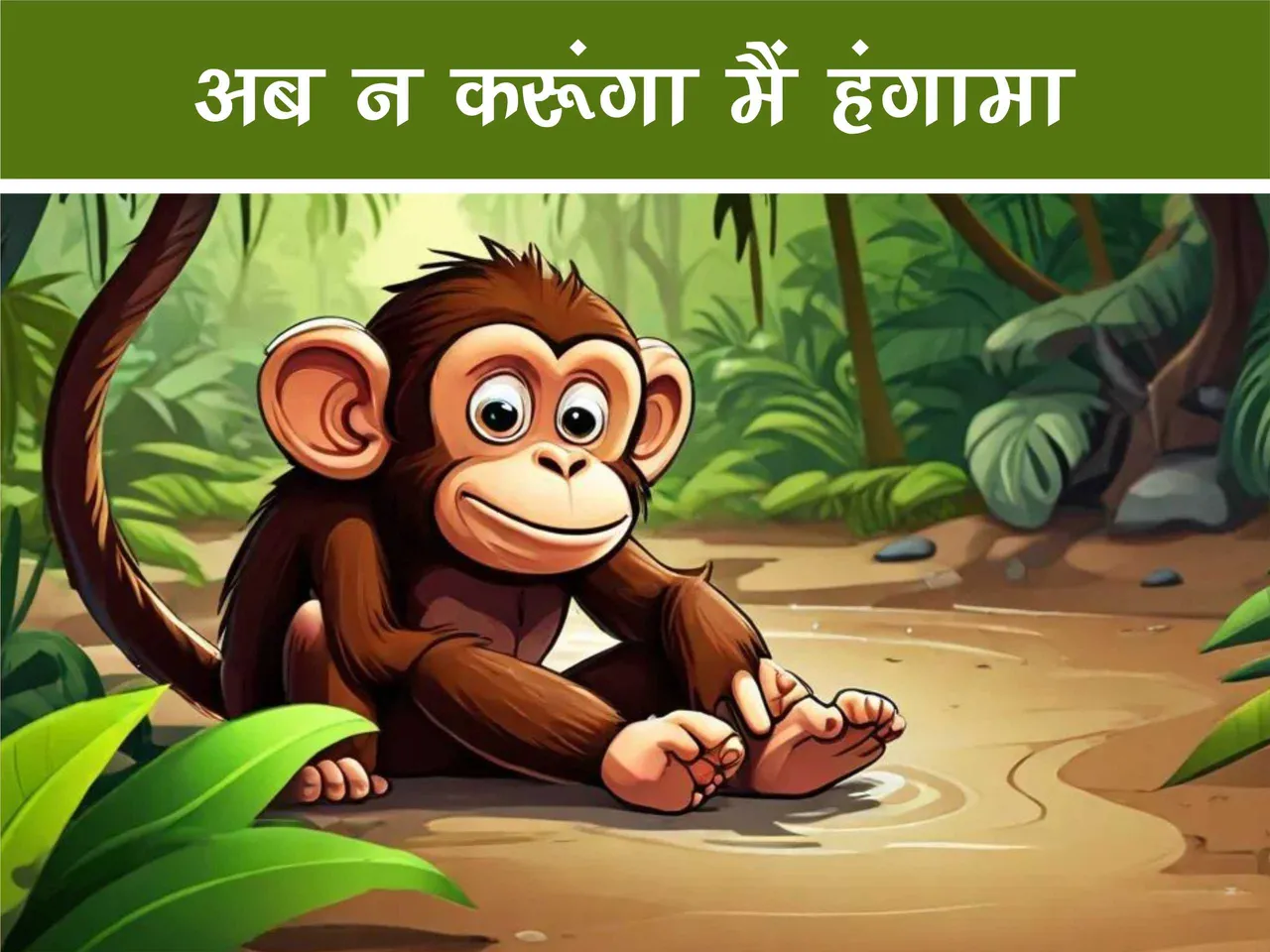 cartoon image of a monkey in jungle
