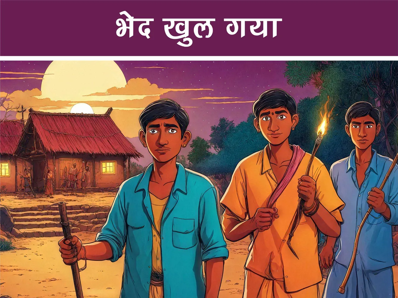 cartoon image of Indian village boys