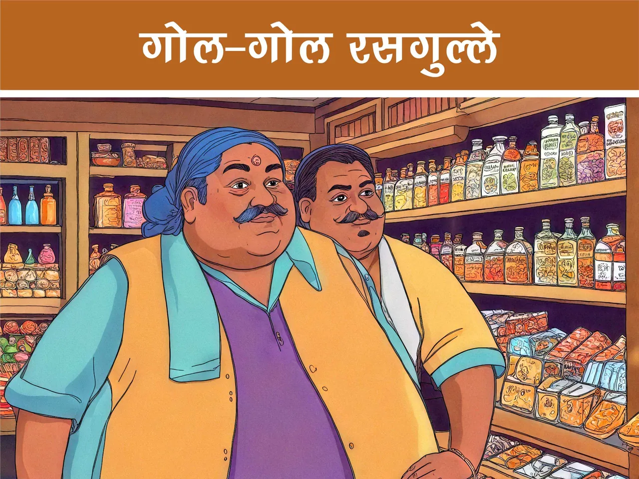 cartoon image of man in sweet shop