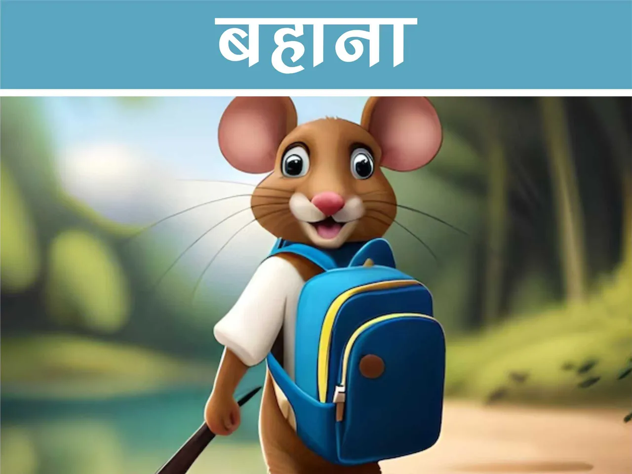 Mouse with school bag Cartoon Image