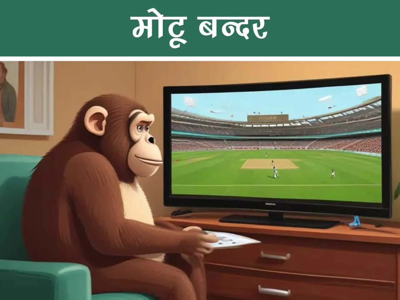 Monkey watching cricket