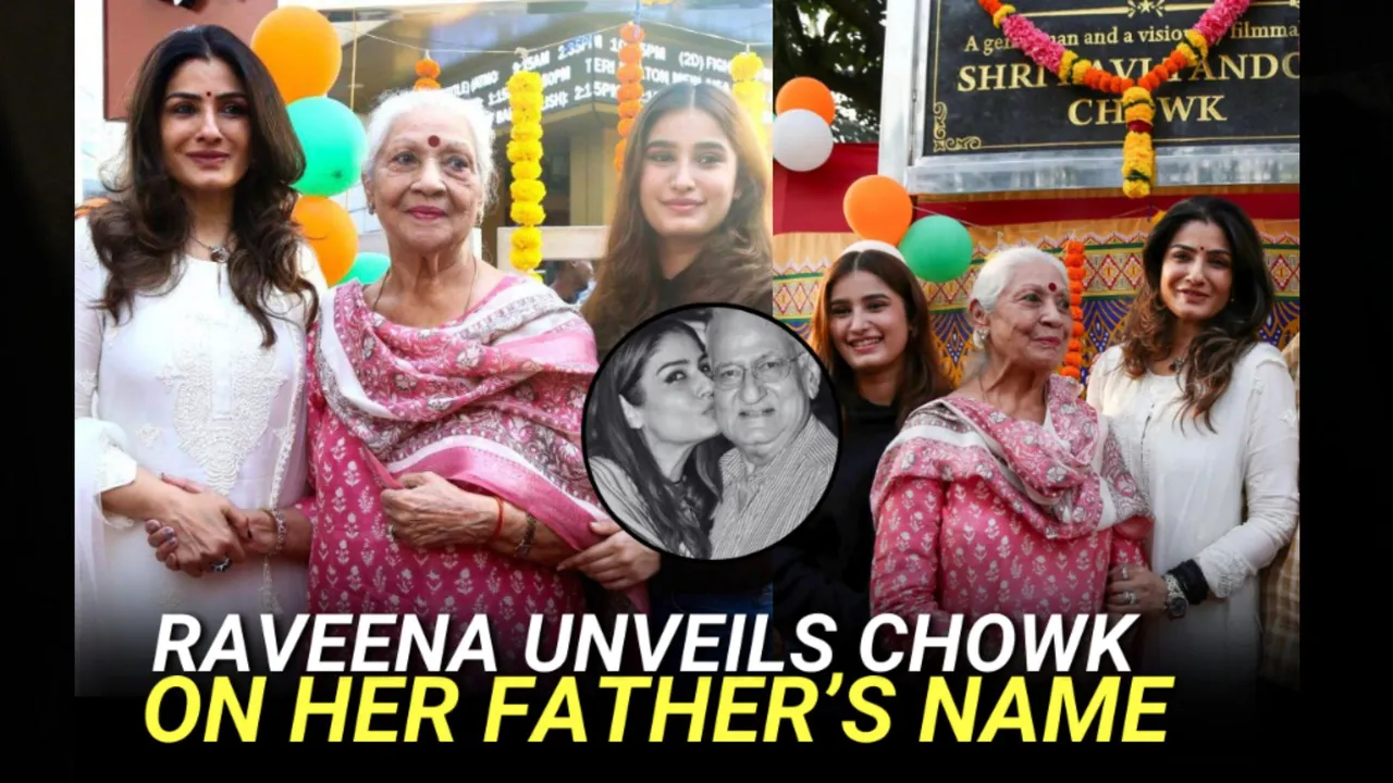 Raveena Tandon and her mother Veena Tandon shed tears of joy at the Ravi Tandon Chowk ceremony