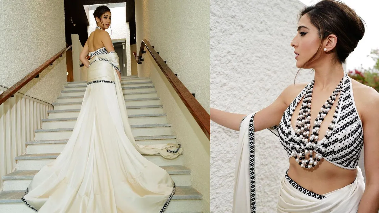 Cannes 2023 Sara Ali Khan dazzles in white saree outfit at Cannes