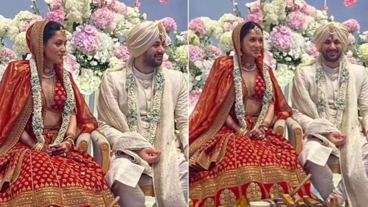 Karan Deol and Drisha Acharya wedding Karan Deol and Drisha Acharya got married, Sunny Deol's 'daughter-in-law' looked like an angel in a red dress
