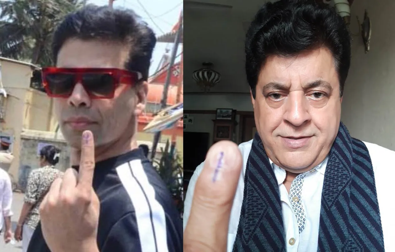 मुंबई में वोट करने पहुंचे करण जौहर और गजेन्द्र चौहान