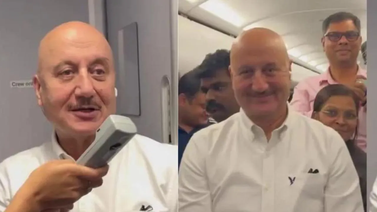 Video of Anupam Kher in flight to Bangalore went viral