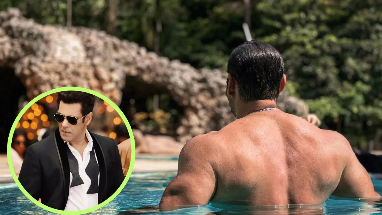 Salman Khan showed muscles in the pool see photos Salman Khan shows off muscles in new pool pic