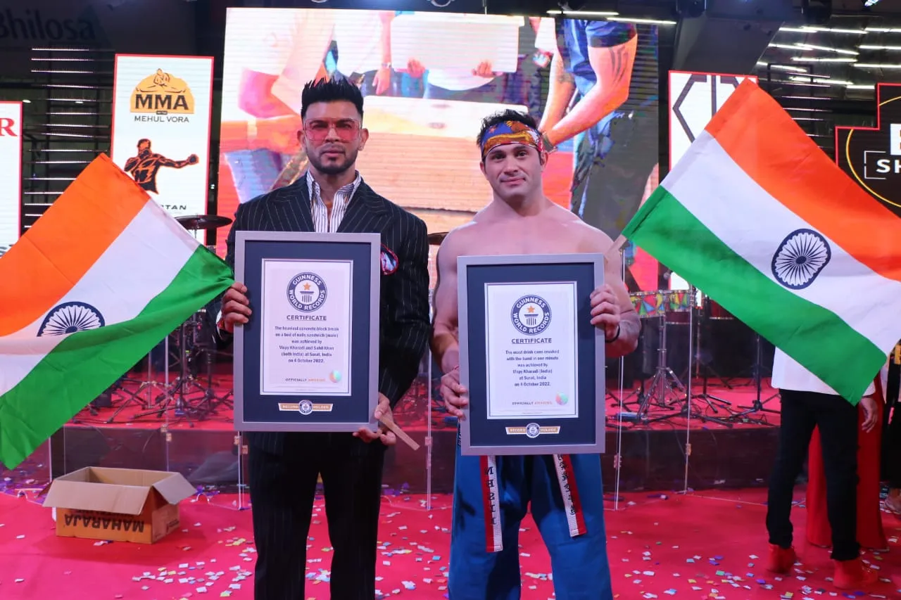 Vispy Kharadi sets Guinness World Record in Surat with fitness icon Sahil Khan