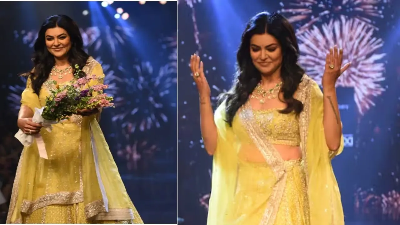 Sushmita Sen walks the ramp post her heart attack, as the audience cheers loudly 