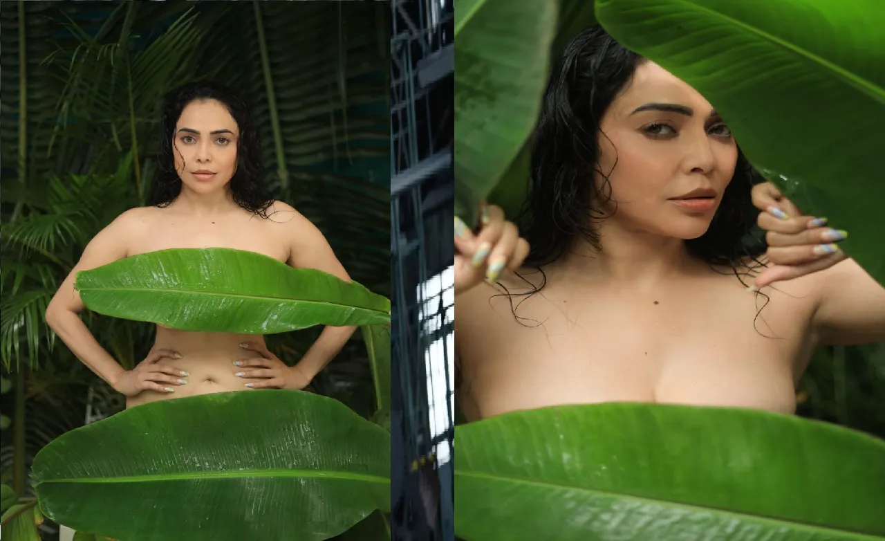 How does Nikita Rawal Cover Her nude body with a Banana Leaf?