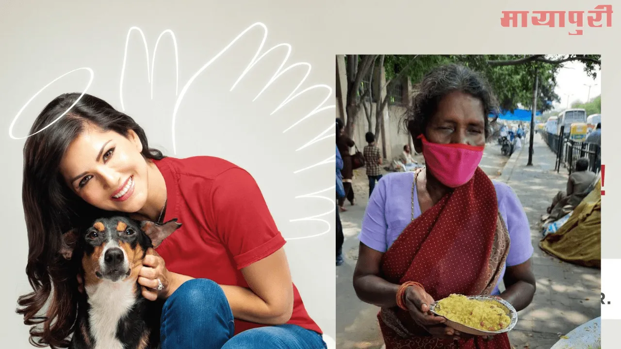 सनी लियोन और पेटा इंडिया ने दिल्ली प्रवासियों को 10,000 वीगन मील पैक दान दिए
