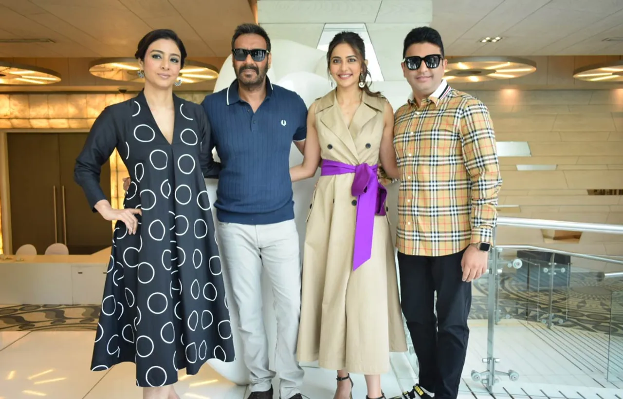 "अजय देवगन, तब्बू और रकुल प्रीत सिंह ने दिल्ली में किया फिल्म ‘दे दे प्यार दे’ का प्रमोशन"
