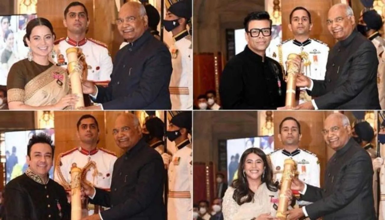 कंगना रनौत, करण जौहर, एकता कपूर, अदनान सामी, मैरी कॉम और पीवी सिंधु को पद्म श्री पुरस्कार से किया गया समानित