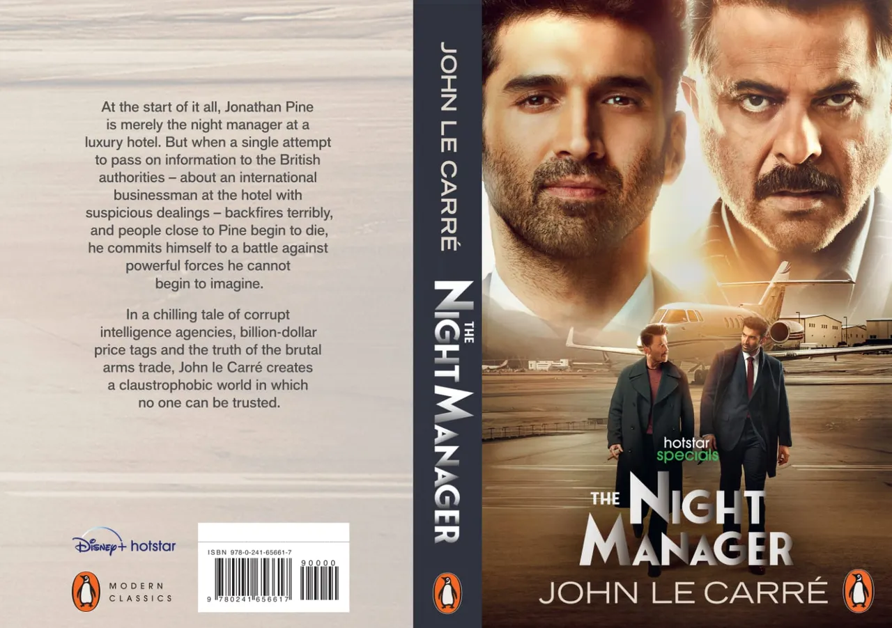 John le Carré की  किताब 'The Night Manager' के कवर पर छपी Anil Kapoor और Aditya Roy Kapur की तस्वीर
