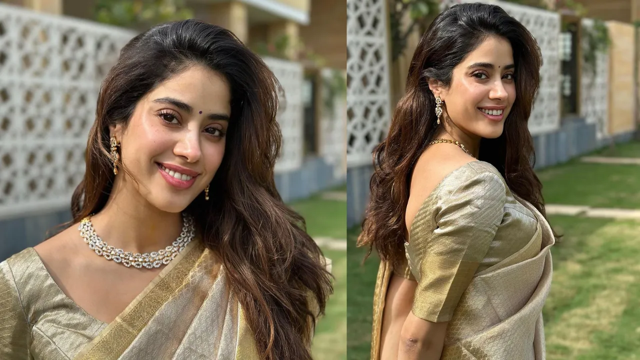 Janhvi Kapoor looks very beautiful in traditional silk saree
