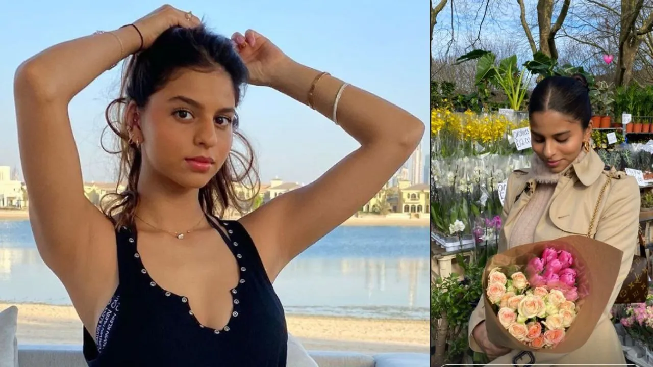 Suhana Khan gave such a pose with flowers