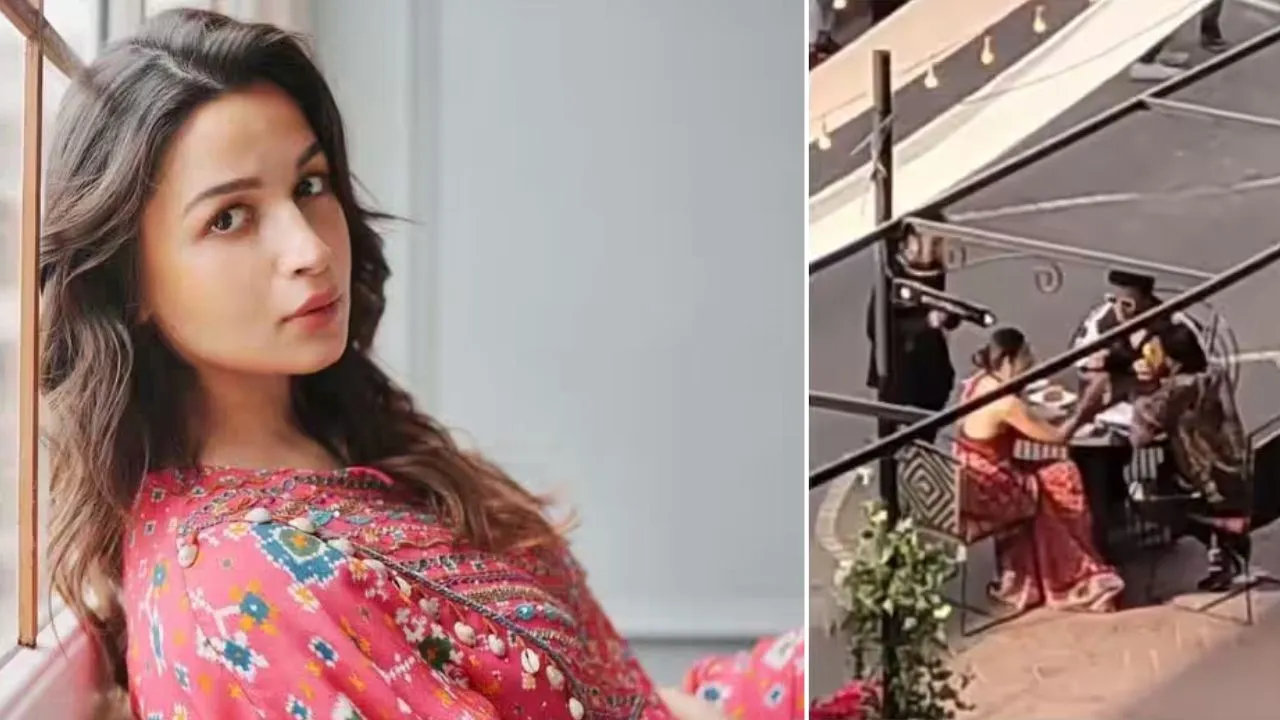 Video of Alia Bhatt during the song shoot of 'Rocky Aur Rani Ki Prem Kahani' in Kashmir leaked