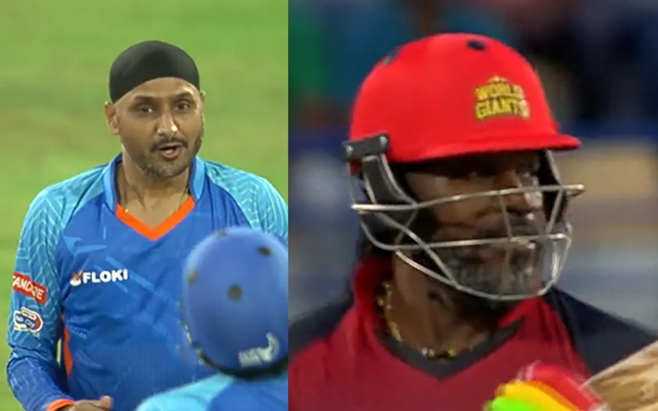 Harbhajan Singh and Chris Gayle shocked (Source - Twitter)