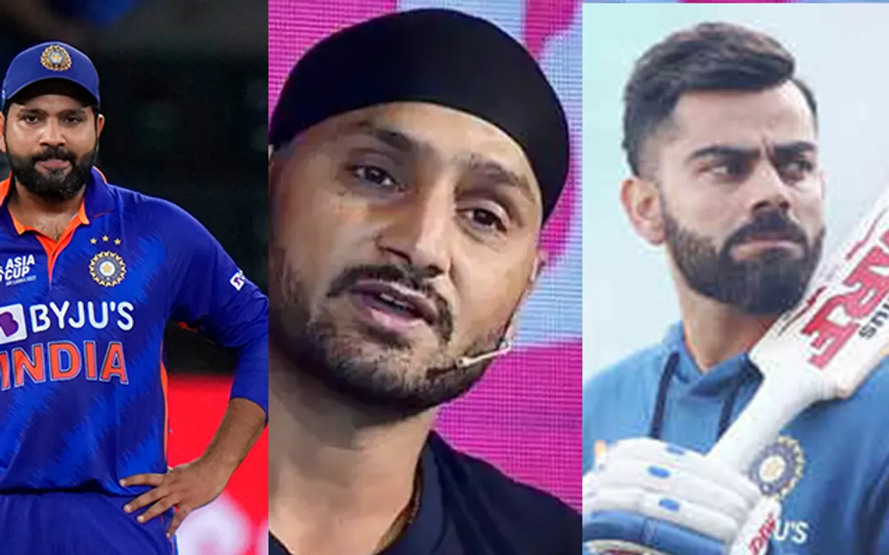 Rohit Sharma, Harbhajan Singh and Virat Kohli (Source - Twitter)