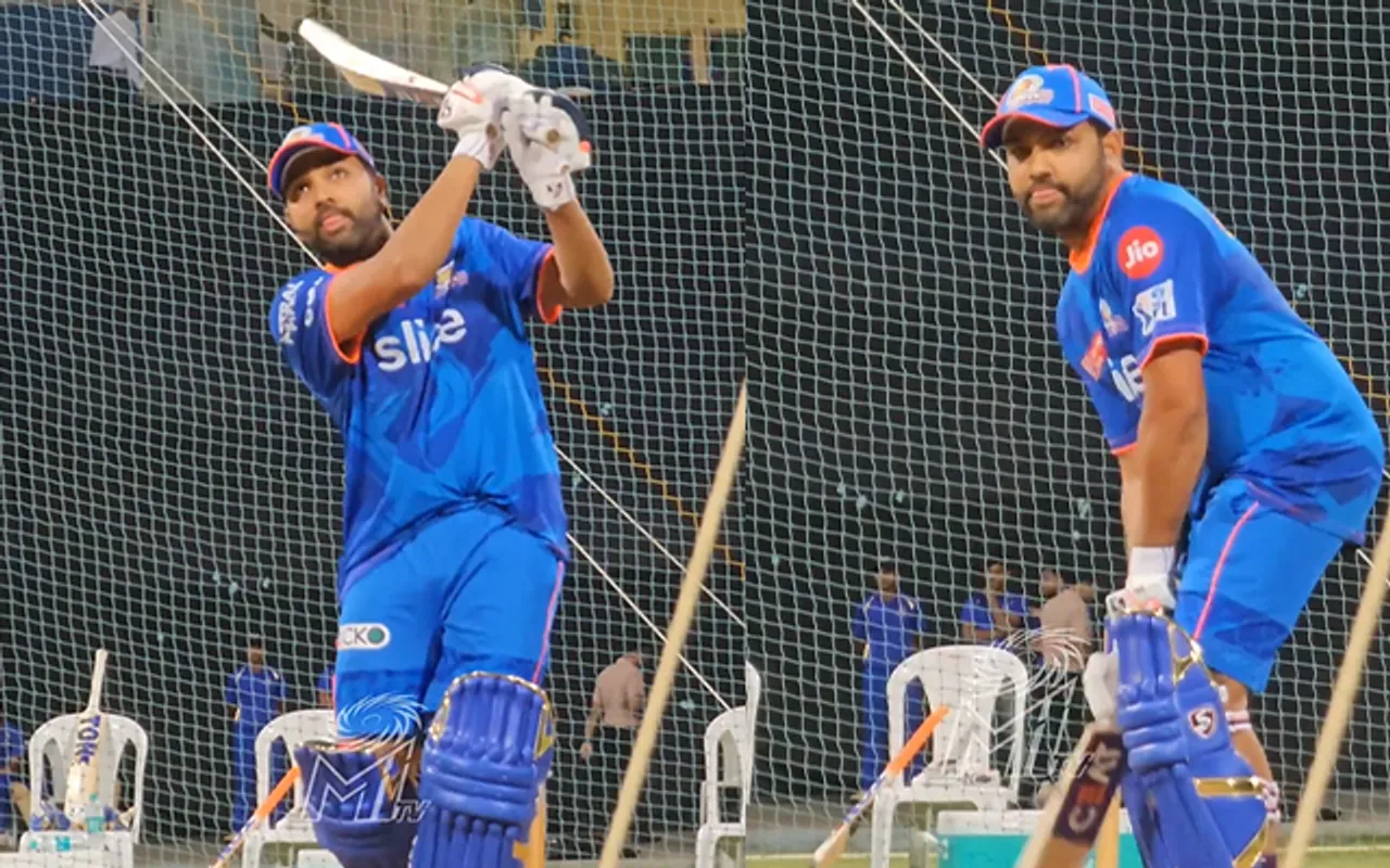 Rohit Sharma practicing for Indian T20 League 2023 (Source - Twitter)