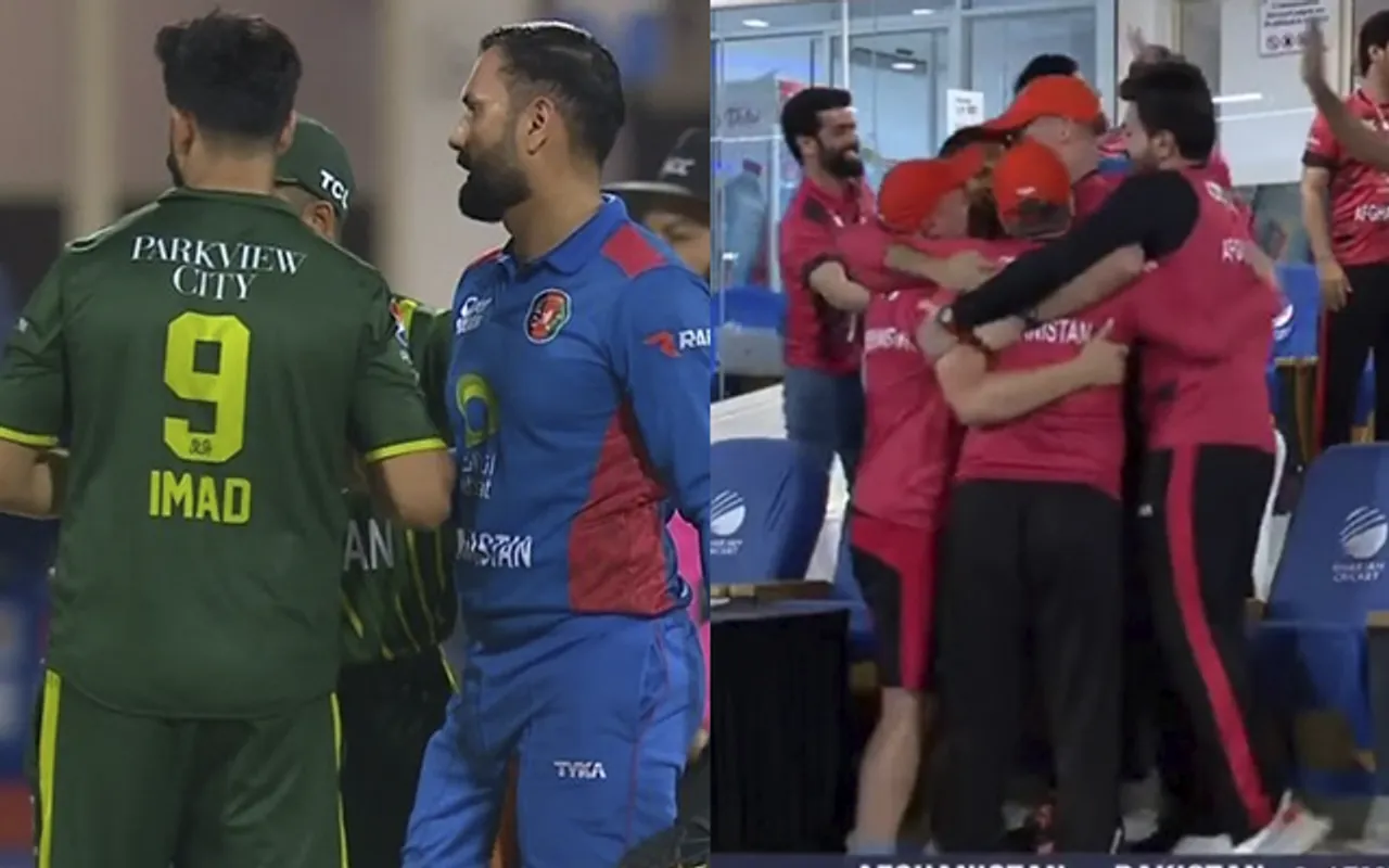 Afghanistan celebrating after beating Pakistan (Source - Twitter)
