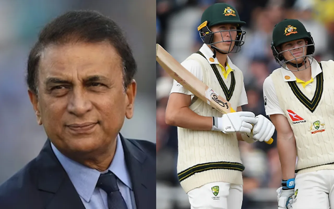 Sunil Gavaskar, Marnus Labuschagne and Steve Smith (Source - Twitter)