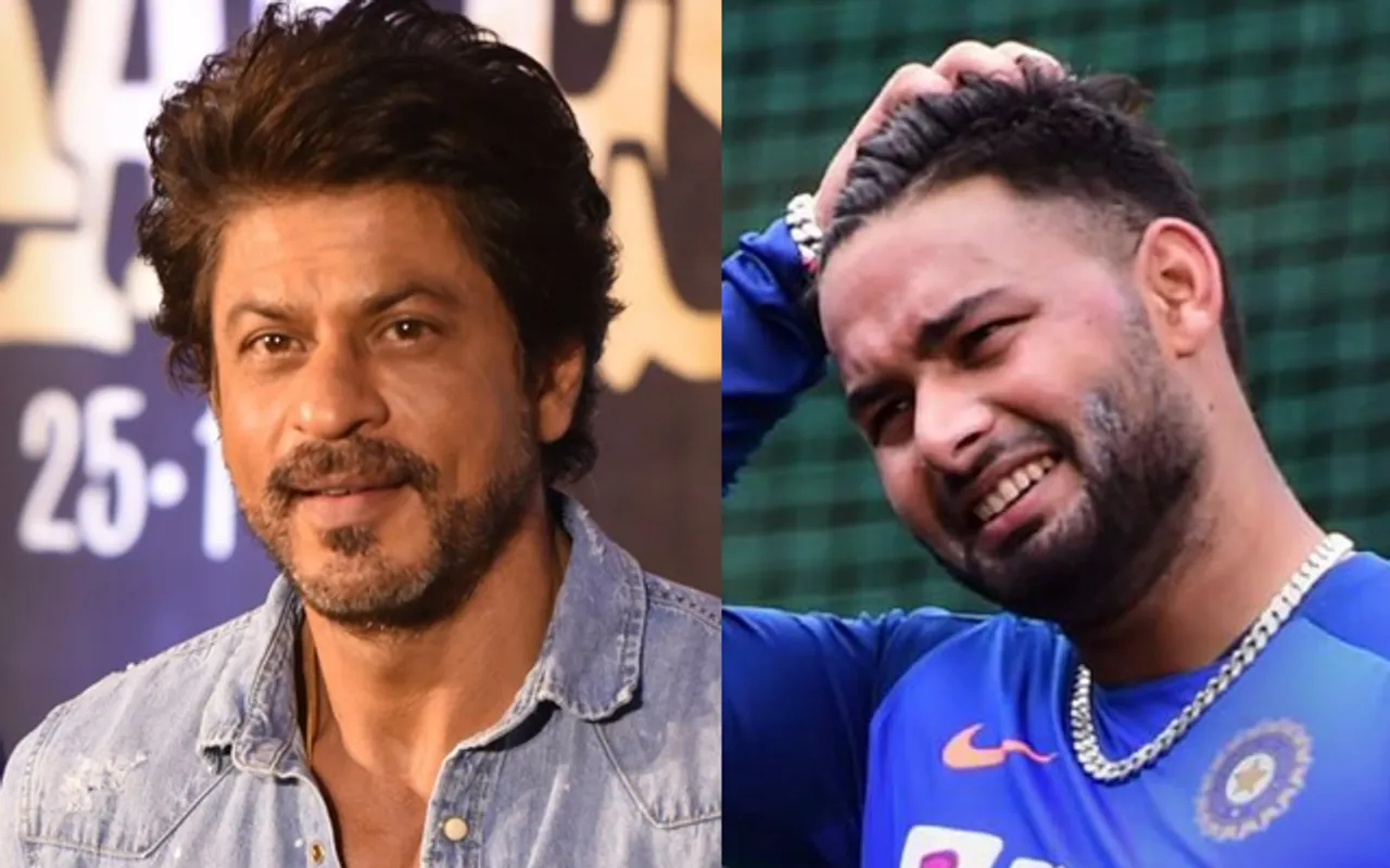 Shah Rukh Khan (left) and Rishabh Pant (right)