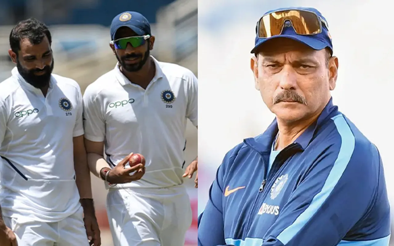 Ravi Shastri and Indian Bowlers (Source - Twitter)