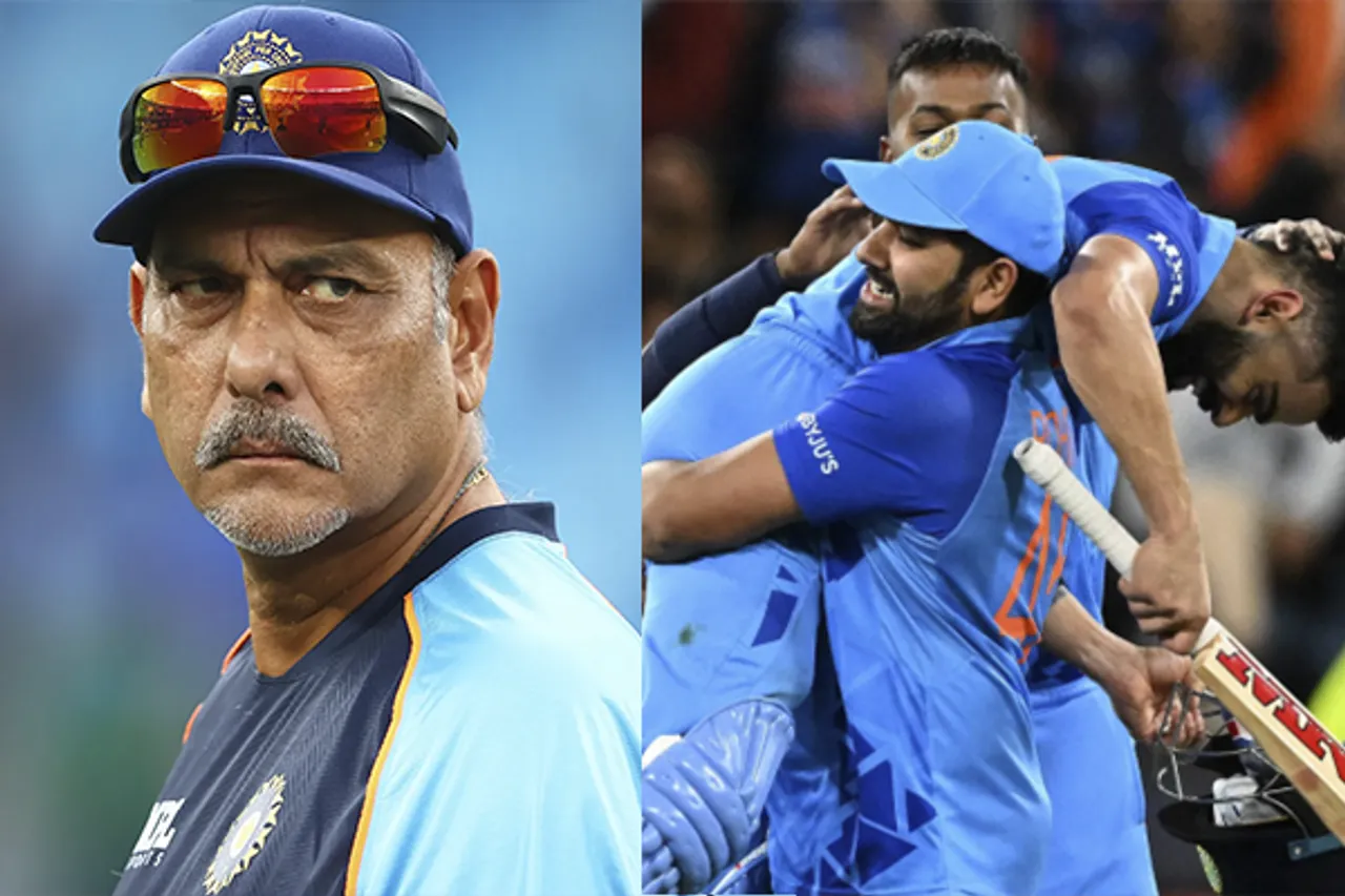 Ravi Shastri, Rohit Sharma and Virat Kohli (Source - Twitter)