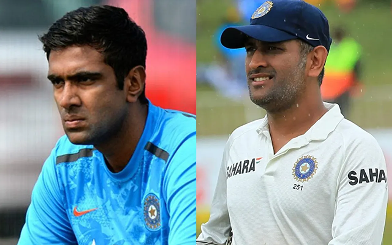 R Ashwin and MS Dhoni (Source - Twitter)