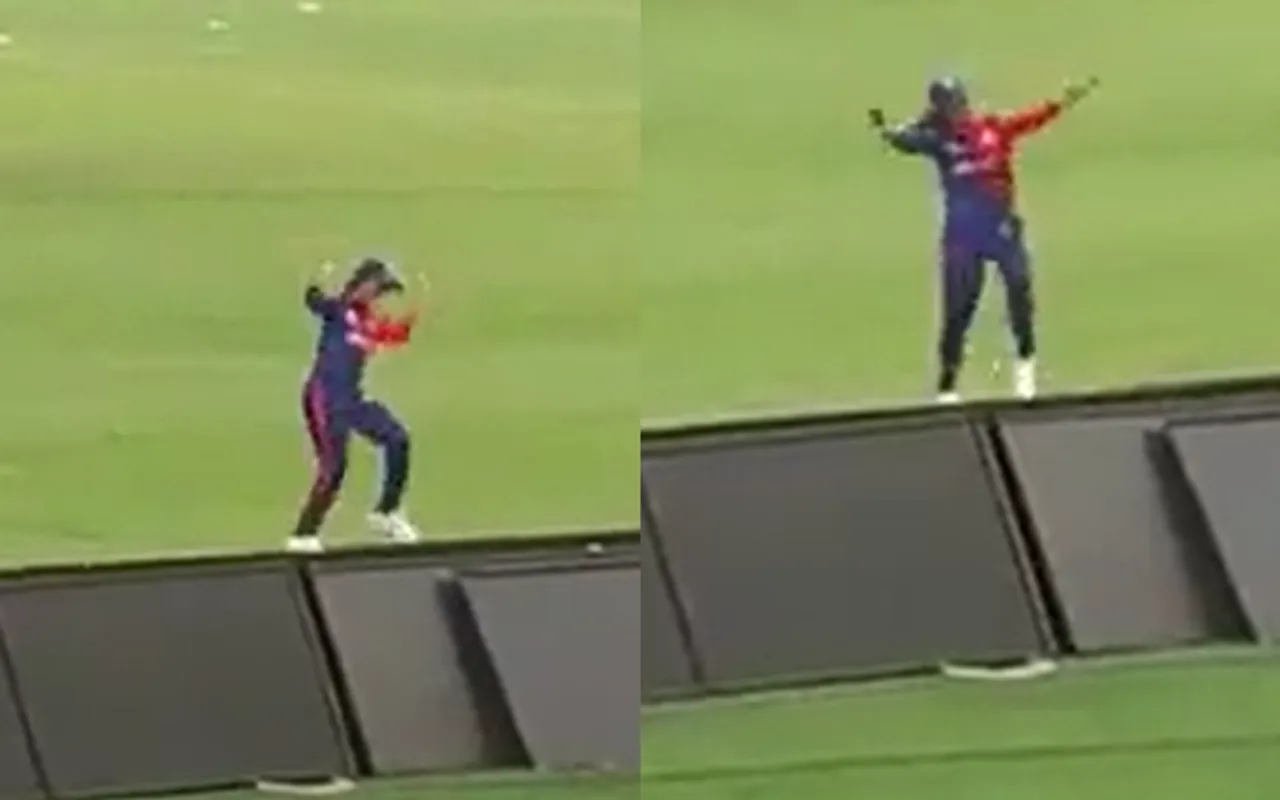 Jemimah Rodrigues having fun during the match (Source - Twitter)